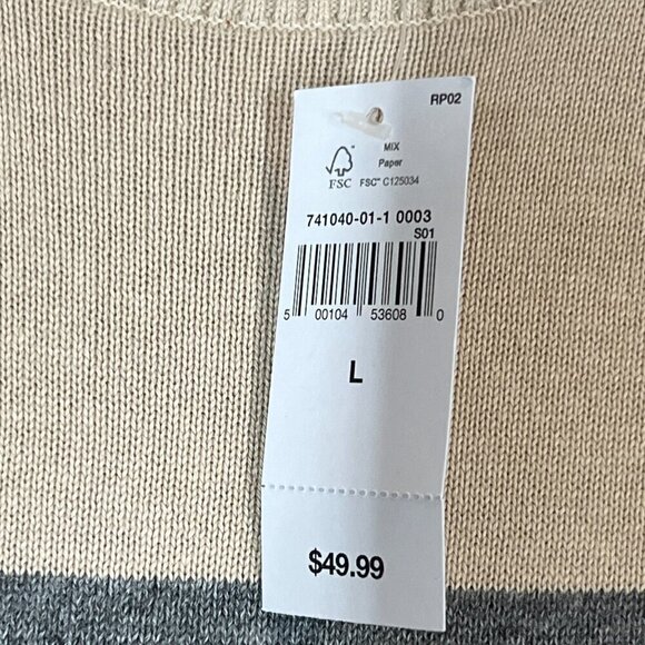 Gap Sweater Stripe Knit Preppy Tan Blue Gray Large - Picture 5 of 9